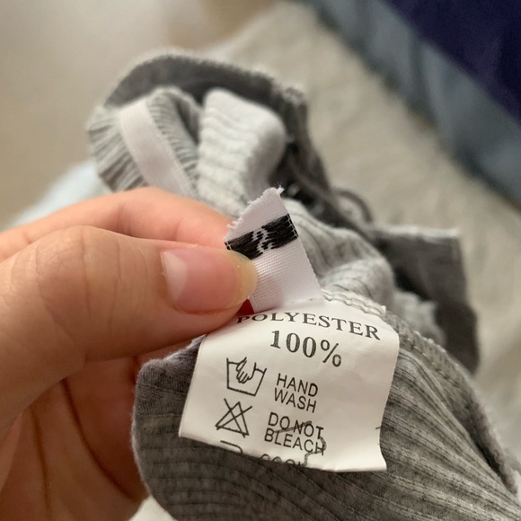 Gray Lace Up Crop Top - Picture 3 of 4